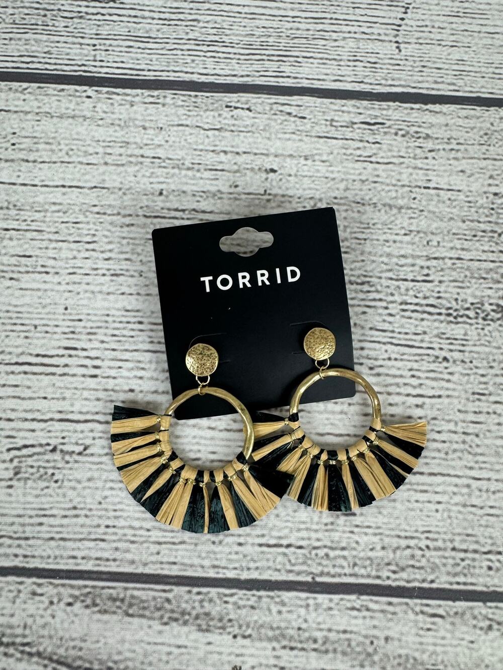 Torrid Women's Gold & Black Circle Fringe Earrings